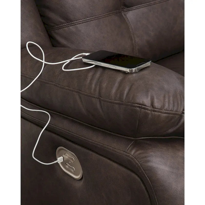 Divano sezionale a 2 posti reclinabile elettricamente in similpelle con ricarica USB