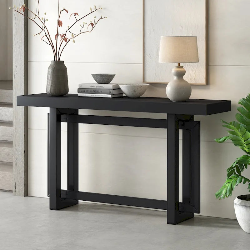 Tavolo Consolle Contemporaneo con Piano in Legno, Tavolo da Ingresso Extra Lungo per Ingresso, Corridoio, Soggiorno, Atrio, Passaggio