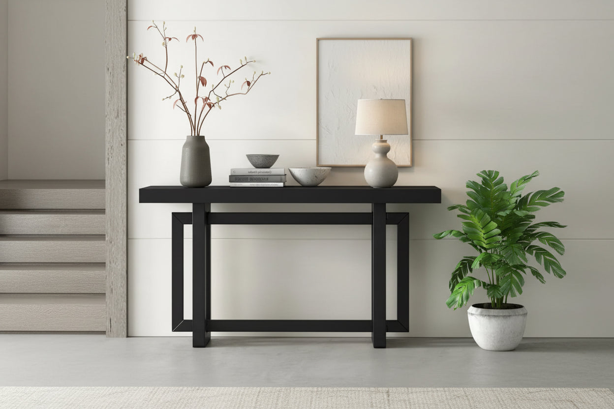 Contemporary Console Table with Wood Top, Extra Long Entryway Table for Entryway, Hallway, Living Room, Foyer, Corridor