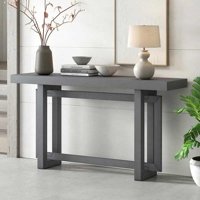 Tavolo Consolle Contemporaneo con Piano in Legno, Tavolo da Ingresso Extra Lungo per Ingresso, Corridoio, Soggiorno, Atrio, Passaggio