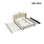 Letto a piattaforma Queen in lino con letto estraibile e 2 cassetti, nessuna rete a molle necessaria
