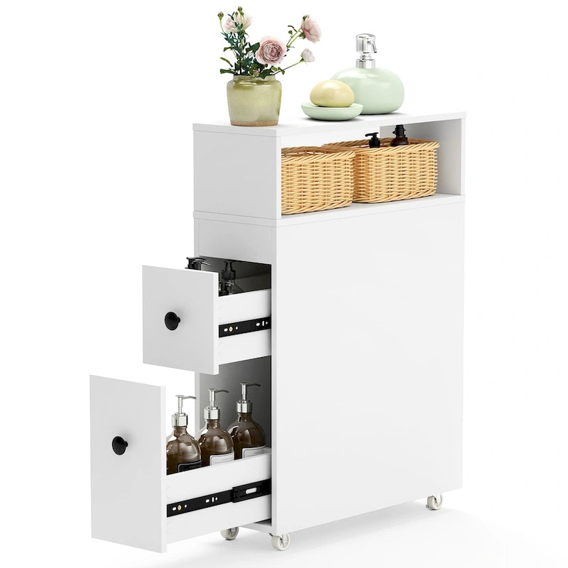 Armadietto Mobile Sottile per Bagno, Organizer Carta Igienica da Affiancare al WC