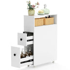 Costway Movable Bathroom Storage Cabinet Narrow Toilet Side Paper