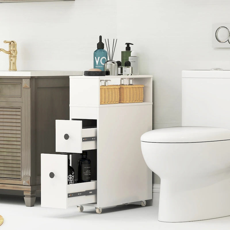 Armadietto Mobile Sottile per Bagno, Organizer Carta Igienica da Affiancare al WC