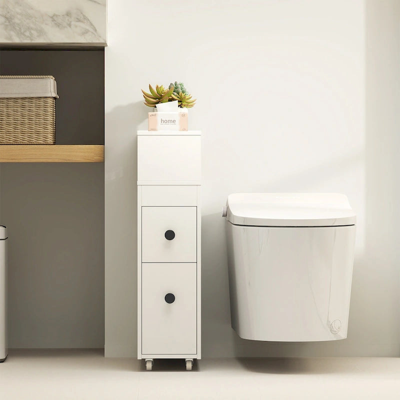Armadietto Mobile Sottile per Bagno, Organizer Carta Igienica da Affiancare al WC