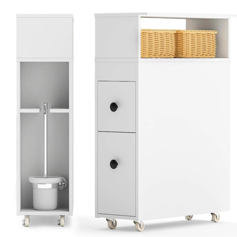 Armadietto Mobile Sottile per Bagno, Organizer Carta Igienica da Affiancare al WC