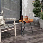 Tavolino rotondo da esterno in teak massiccio da 20 pollici, tavolino con bordo naturale