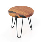 Tavolino rotondo da esterno in teak massiccio da 20 pollici, tavolino con bordo naturale