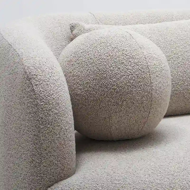 Divano a 3 posti in Sherpa Bouclé imbottito da 85 pollici con 5 cuscini decorativi