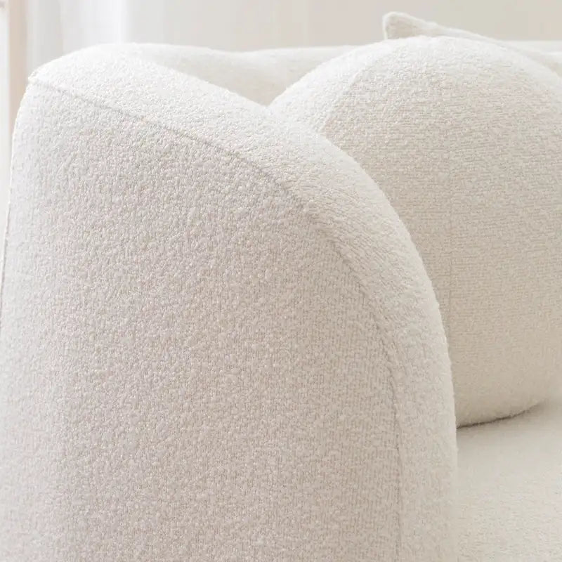 Divano a 3 posti in Sherpa Bouclé imbottito da 85 pollici con 5 cuscini decorativi