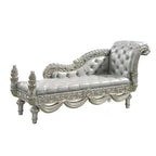 Panca Chaise Dove, finta pelle beige, legno finitura champagne 82 pollici
