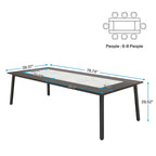 Tavolo da conferenza da 2 m per 8 persone, grande tavolo da riunione per ufficio con struttura in metallo – 100 P x 200 L x 75 H cm
