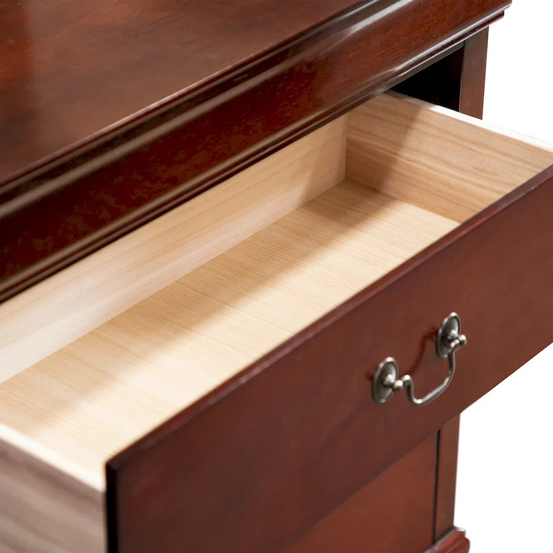 Cassettiera tradizionale in legno massello a 6 cassetti, disponibile in bianco, nero o ciliegio