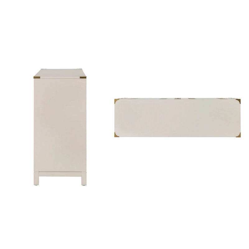 Cassettiera in stile Campaign a 6 cassetti con ferramenta dorata, marrone espresso