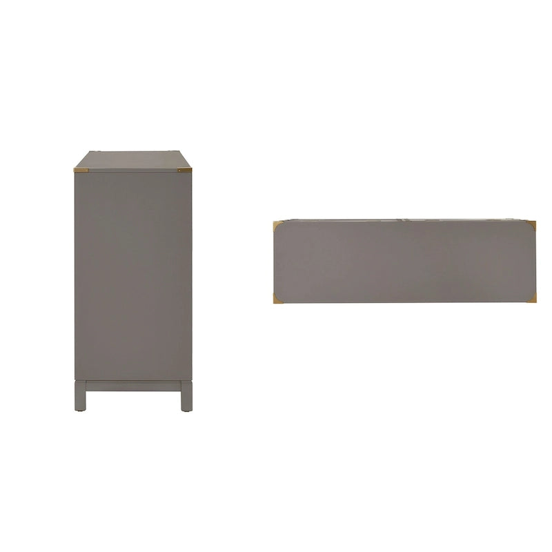 Cassettiera in stile Campaign a 6 cassetti con ferramenta dorata, marrone espresso