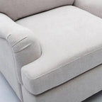 Poltrona con braccioli arrotolati, morbida sedia di design con gambe in legno per soggiorno