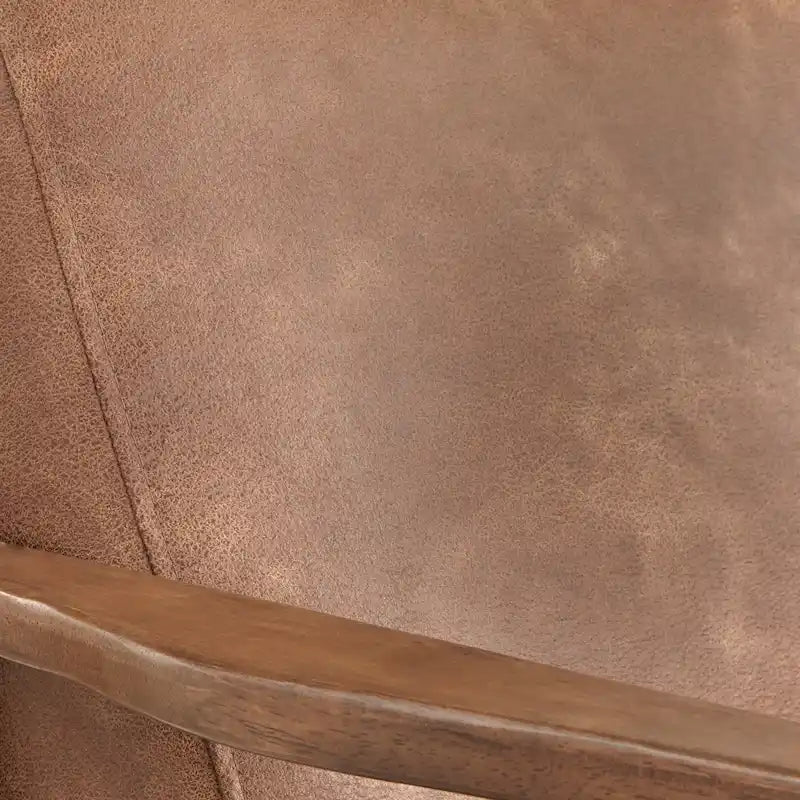 Poltrona decorativa moderna di metà secolo con struttura in legno di rubberwood, pelle vegana e bouclé