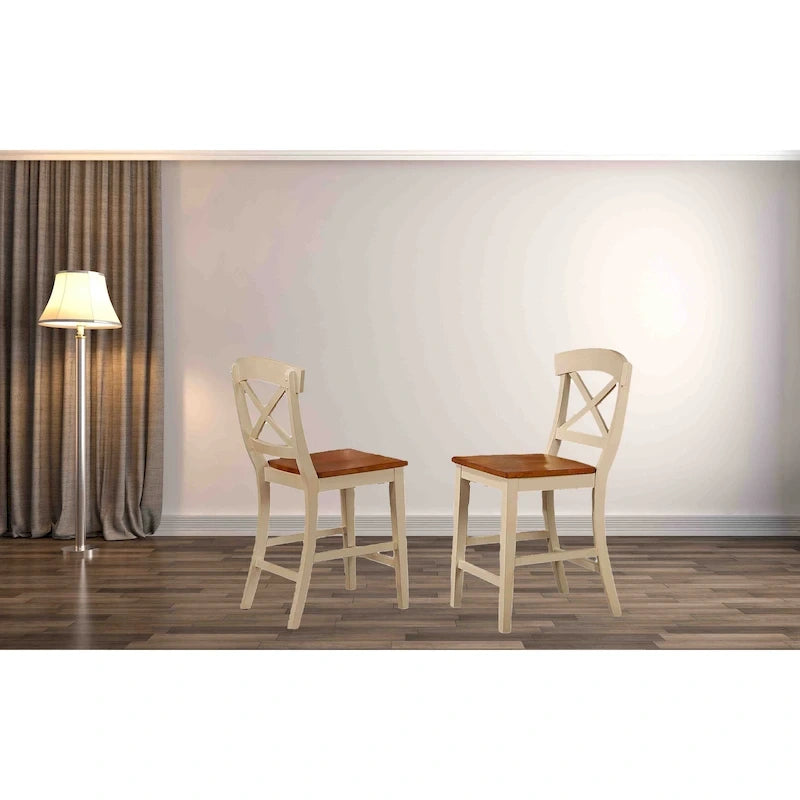 Sgabello da bancone Transitional X-Back in caramello biscotto