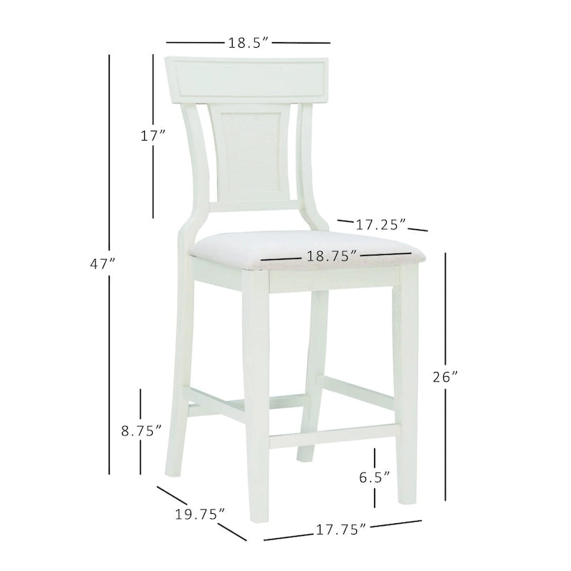 Sgabello da bancone in stile rustico con schienale in rattan intrecciato a mano e seduta imbottita, effetto legno grigio e bianco