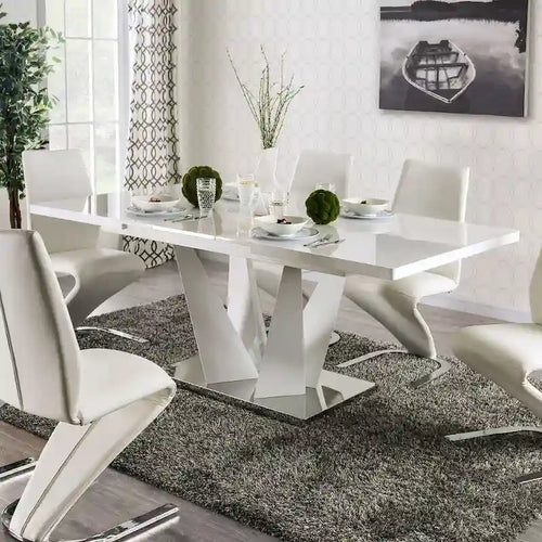 Furniture of America Jola ModernWhite 78-inch Expandable Dining Table
