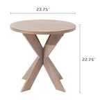 Tavolino rotondo con gambe a croce Farmhouse, finitura grigio vintage, base a cavalletto