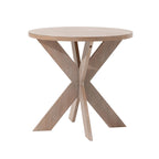 Tavolino rotondo con gambe a croce Farmhouse, finitura grigio vintage, base a cavalletto