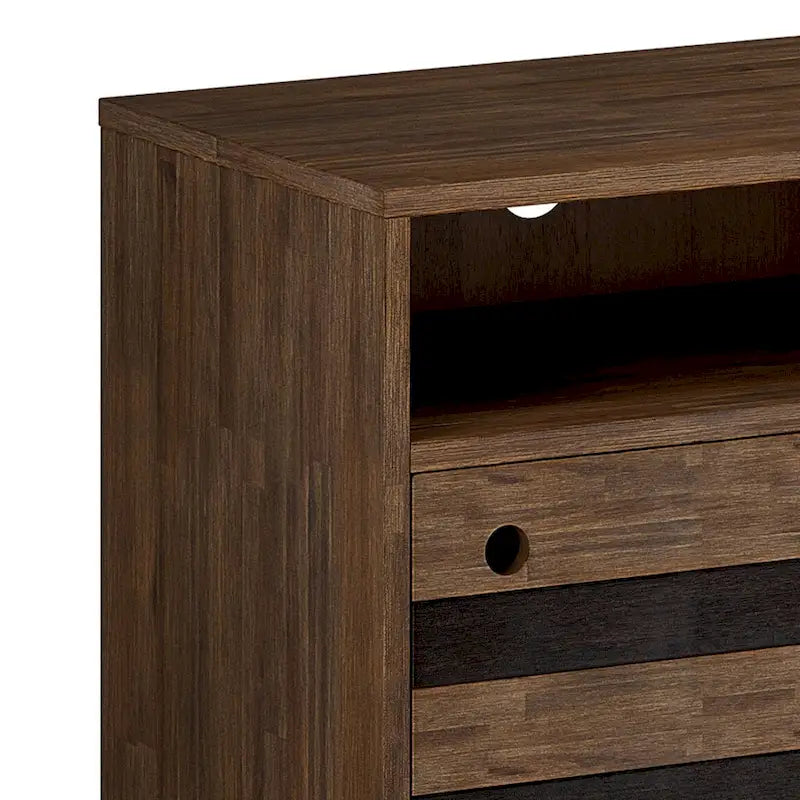 Mobile TV in legno massello di acacia da 54 pollici, rustico moderno di metà secolo, marrone naturale