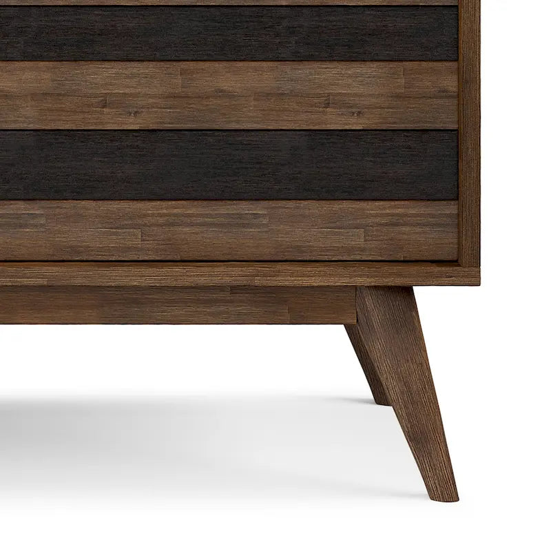 Mobile TV in legno massello di acacia da 54 pollici, rustico moderno di metà secolo, marrone naturale