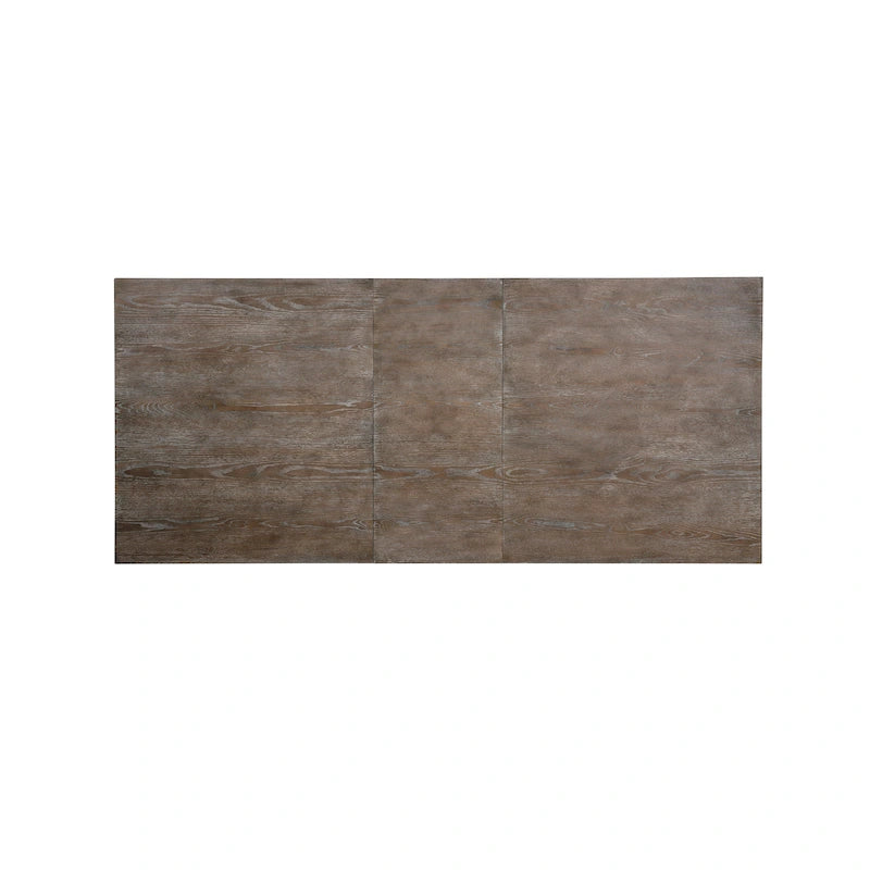 Tavolo da pranzo rustico in legno allungabile con base a cavalletto intagliata, tonalità naturale