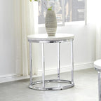 Steve Silver Eden White Marble Top Round Side Table