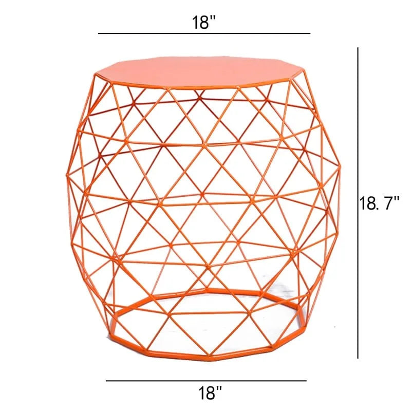 Tavolino d'appoggio con struttura in ferro geometrica, Stile industriale moderno