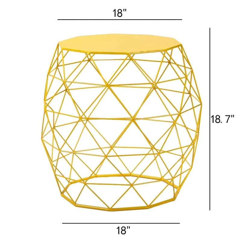 Tavolino d'appoggio con struttura in ferro geometrica, Stile industriale moderno