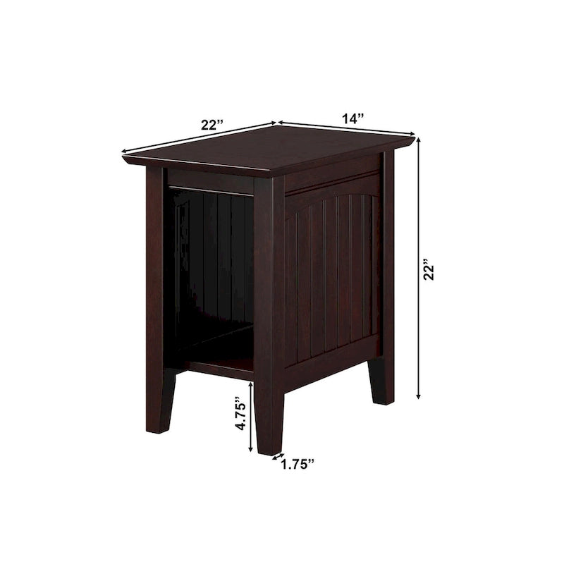 Tavolino/Comodino con Design Beadboard in Legno Massello Ecologico