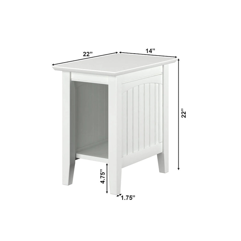 Tavolino/Comodino con Design Beadboard in Legno Massello Ecologico
