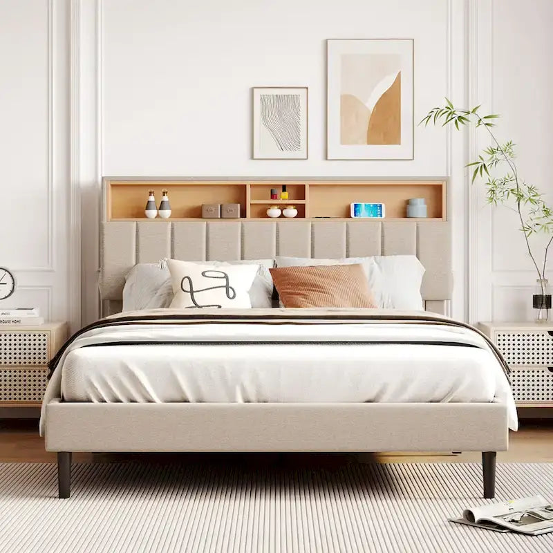 Letto a piattaforma imbottito Queen Size