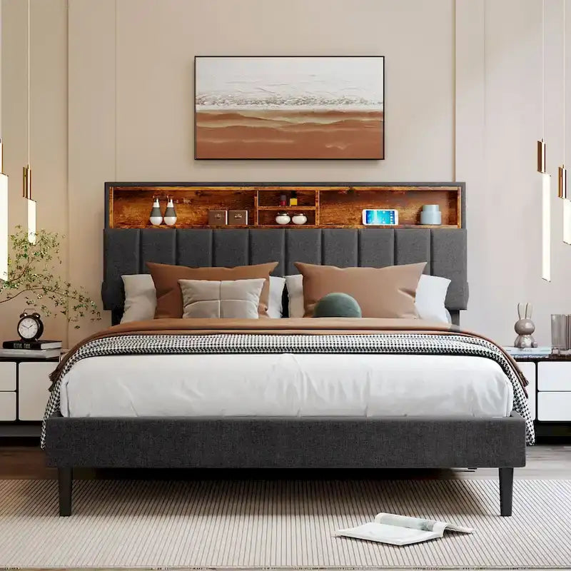 Letto a piattaforma imbottito Queen Size