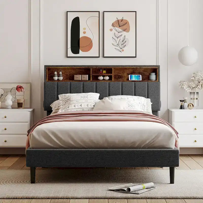 Letto a piattaforma imbottito Queen Size