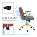 Sedia da ufficio in pelle PU con base a rotelle cromata color oro, stile moderno e glamour