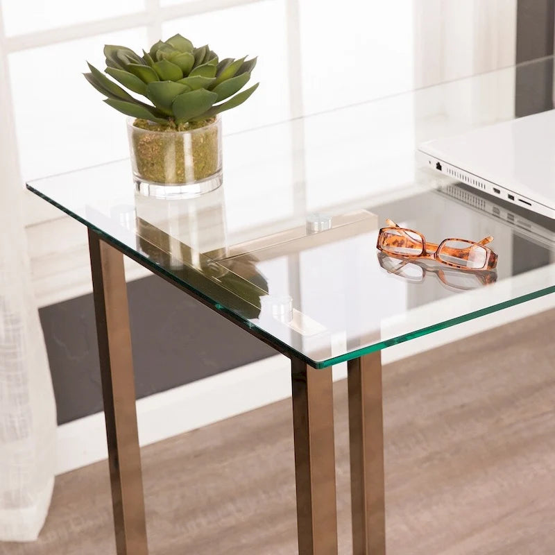 Scrivania finitura champagne, stile ufficio moderno glamour
