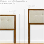 Testiera Queen Size in Legno di Noce Trapuntata con Bottoni in Tessuto Beige Tradizionale Marlin