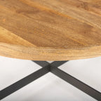 Tavolino rotondo Marquisa in legno massello marrone medio con struttura in ferro nero 34 - 34L x 34W x 16.5H