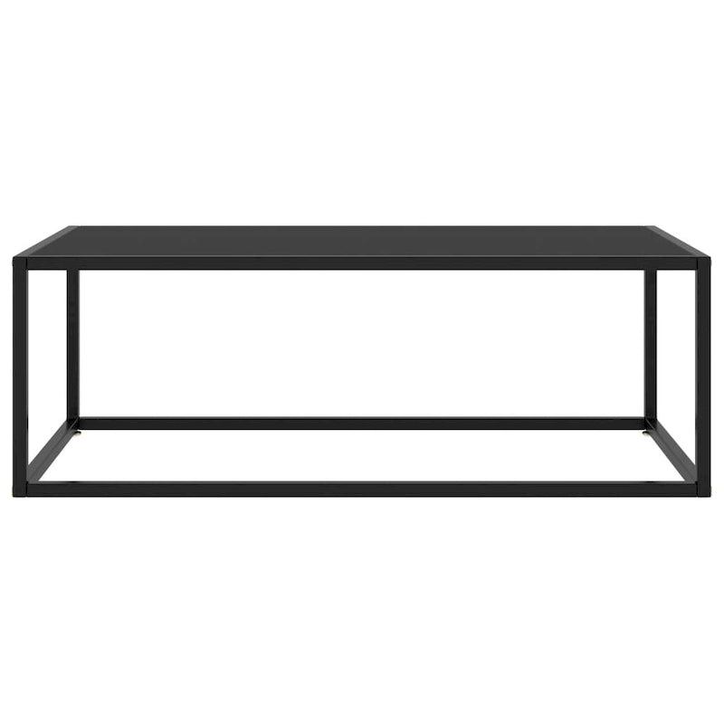Tavolino da Caffè in Vetro Temperato Nero con Struttura in Acciaio Verniciato a Polvere, 99x51x36 cm