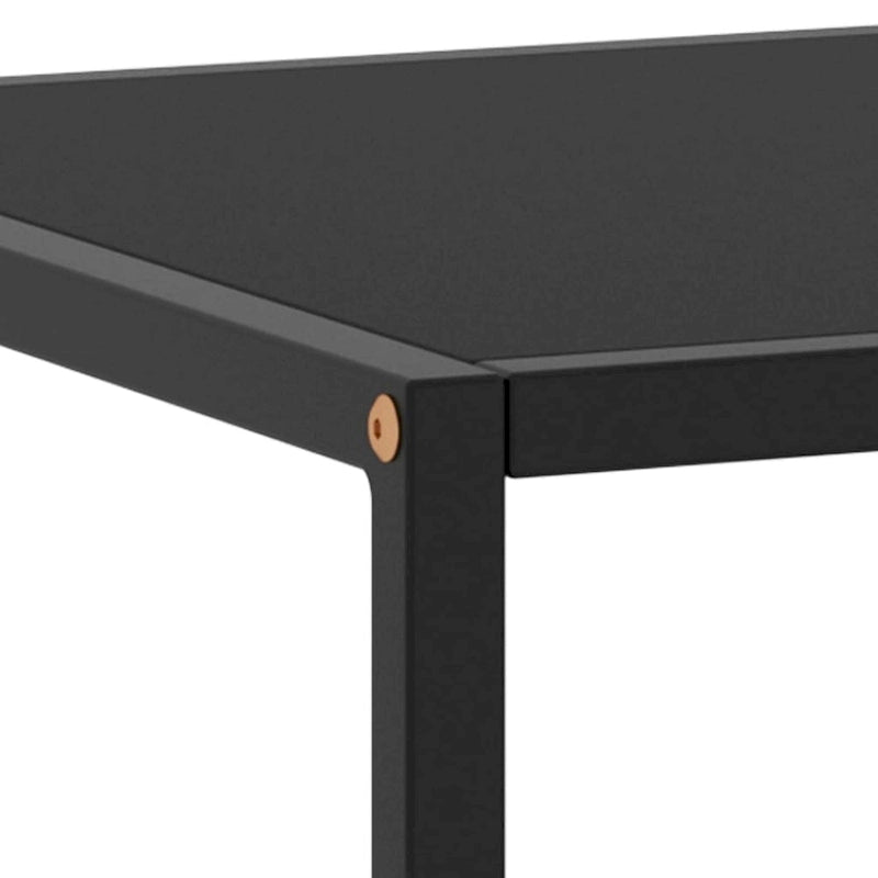 Tavolino da Caffè in Vetro Temperato Nero con Struttura in Acciaio Verniciato a Polvere, 99x51x36 cm