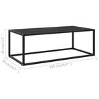 Tavolino da Caffè in Vetro Temperato Nero con Struttura in Acciaio Verniciato a Polvere, 99x51x36 cm