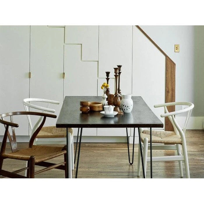 Sedia da pranzo moderna con seduta in corda di carta intrecciata, sedia laterale con schienale a Y e braccioli in legno massello in stile rustico