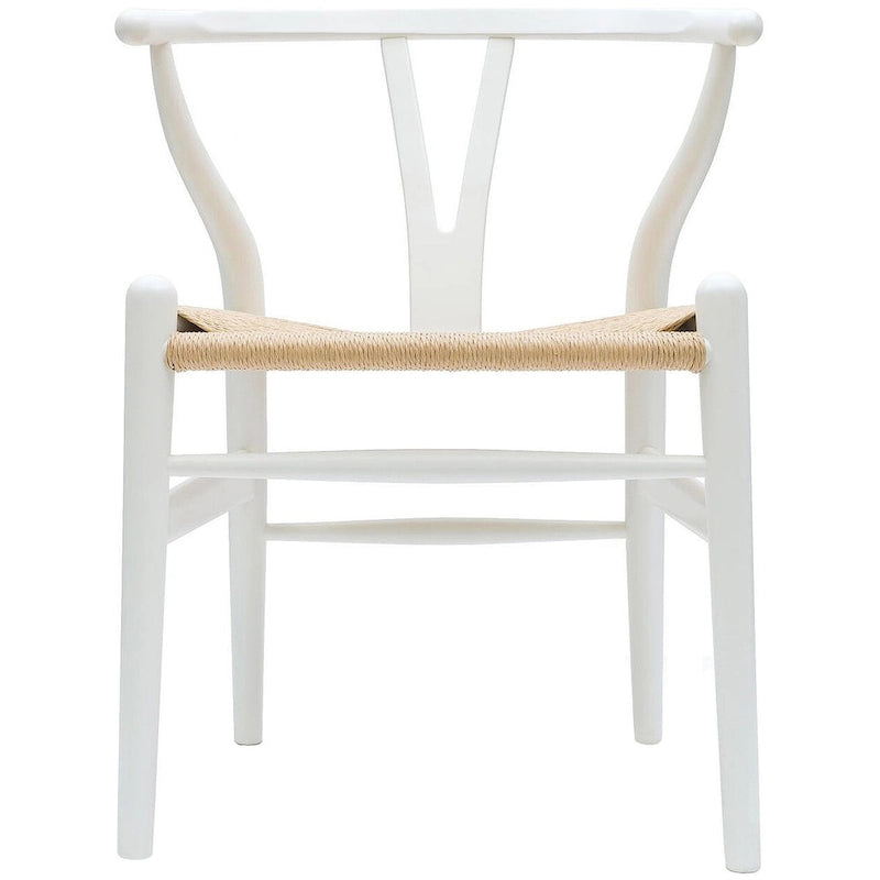 Sedia da pranzo moderna con seduta in corda di carta intrecciata, sedia laterale con schienale a Y e braccioli in legno massello in stile rustico