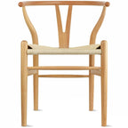Sedia da pranzo moderna con seduta in corda di carta intrecciata, sedia laterale con schienale a Y e braccioli in legno massello in stile rustico