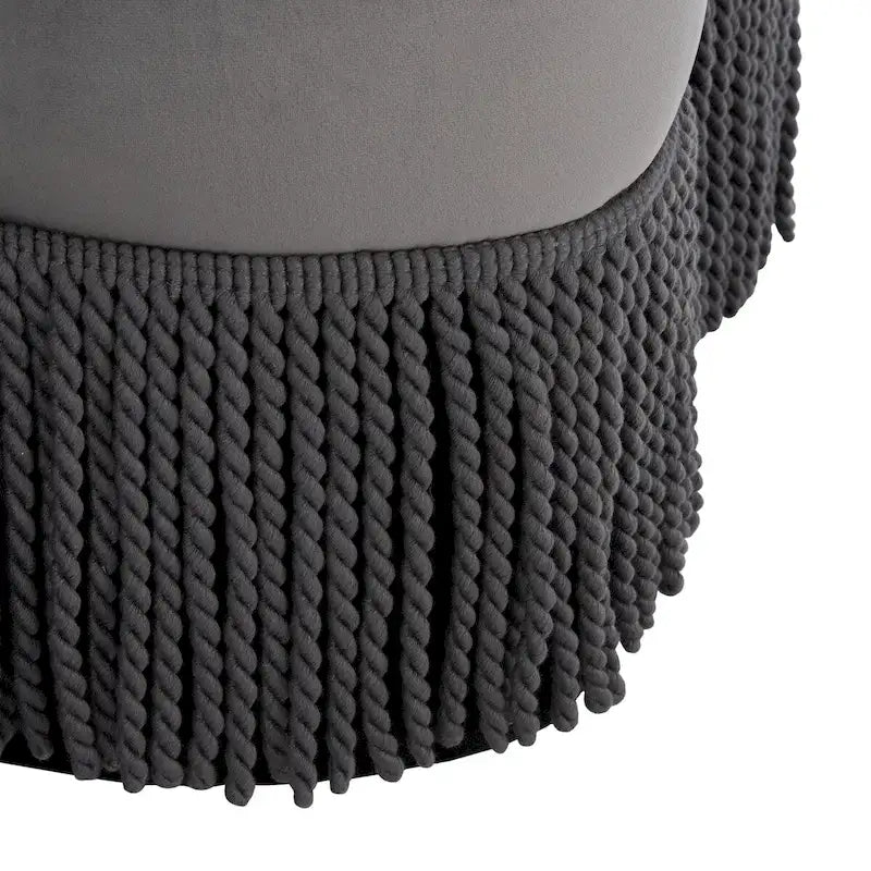 Pouf in velluto con frange a forma di fiore, design con petali trapuntati, per soggiorno