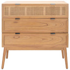Cassettiera Mid-Century Modern in Rattan a 3 Cassetti, Comò da Camera da Letto 36x18x36 Pollici
