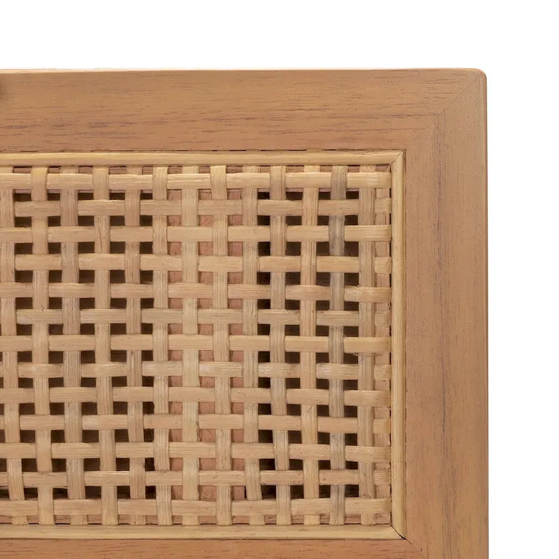 Cassettiera Mid-Century Modern in Rattan a 3 Cassetti, Comò da Camera da Letto 36x18x36 Pollici